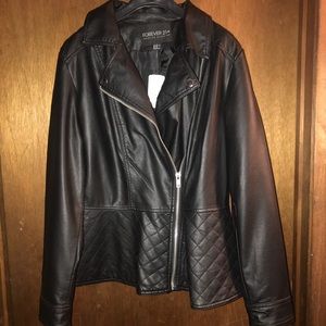 Forever21+ faux leather peplum Moto jacket